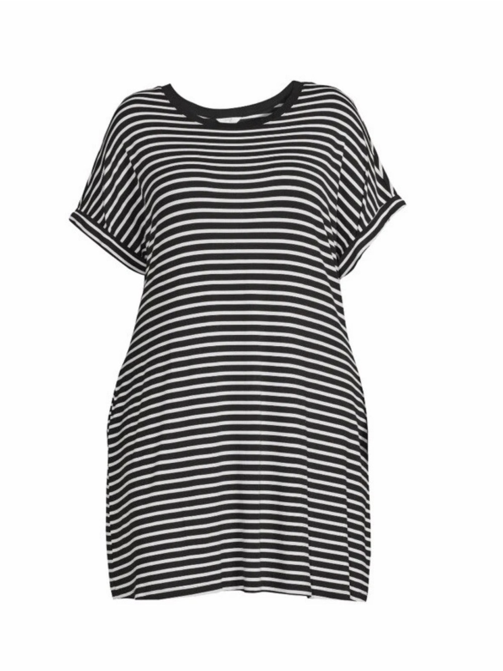 Terra & Sky Black and White Striped Mini Dress